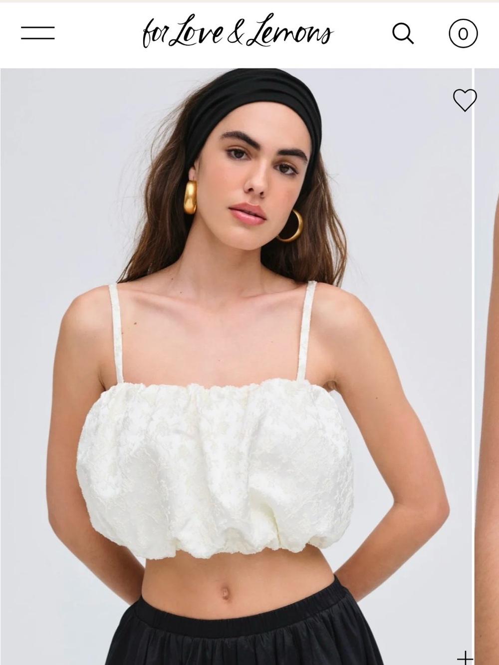 For Love & Lemons Cream Floral Lace Bubble Crop Top